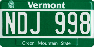 VT license plate NDJ998