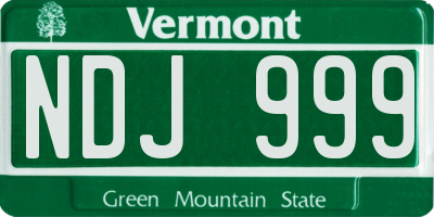 VT license plate NDJ999