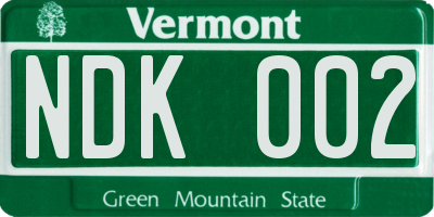 VT license plate NDK002