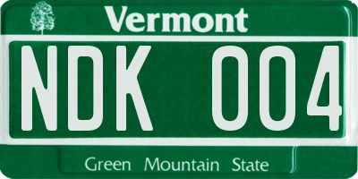 VT license plate NDK004