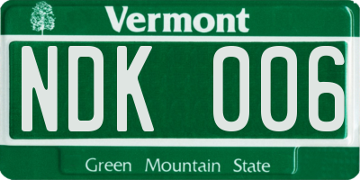 VT license plate NDK006