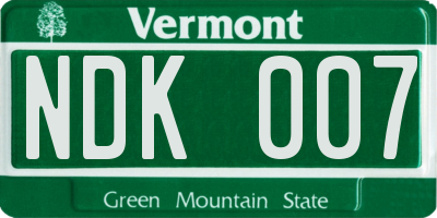 VT license plate NDK007