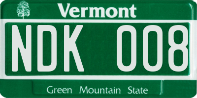 VT license plate NDK008