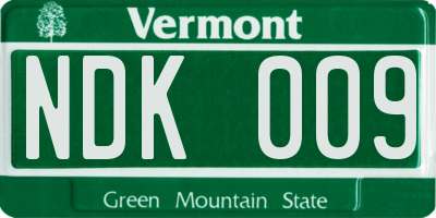 VT license plate NDK009