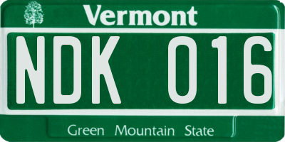 VT license plate NDK016