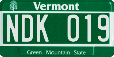 VT license plate NDK019