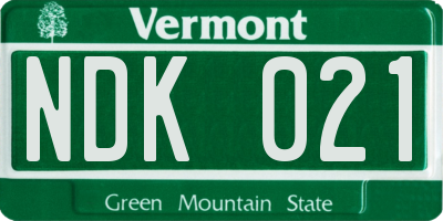VT license plate NDK021