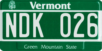 VT license plate NDK026