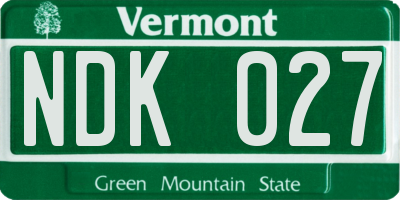 VT license plate NDK027