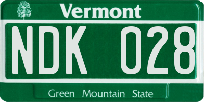VT license plate NDK028