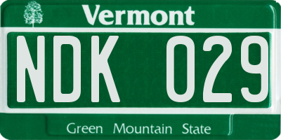 VT license plate NDK029