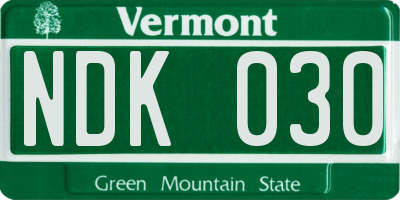 VT license plate NDK030