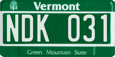 VT license plate NDK031