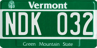 VT license plate NDK032