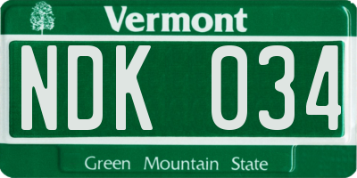 VT license plate NDK034