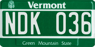 VT license plate NDK036