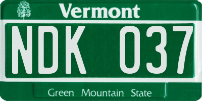 VT license plate NDK037