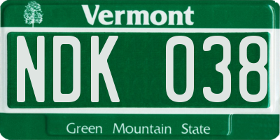 VT license plate NDK038