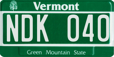 VT license plate NDK040