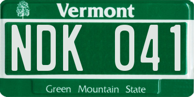 VT license plate NDK041