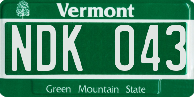 VT license plate NDK043