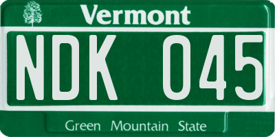 VT license plate NDK045