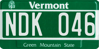 VT license plate NDK046