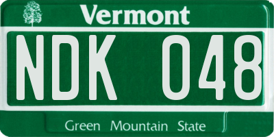 VT license plate NDK048