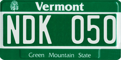 VT license plate NDK050