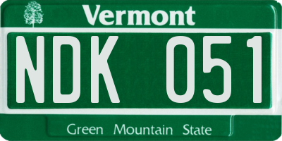VT license plate NDK051