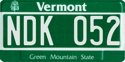 VT license plate NDK052