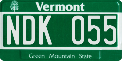 VT license plate NDK055