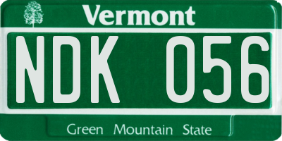 VT license plate NDK056