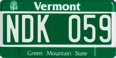 VT license plate NDK059