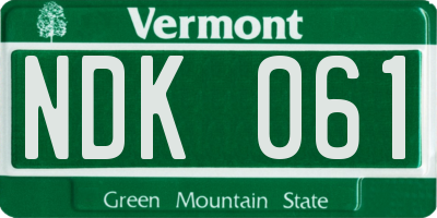VT license plate NDK061