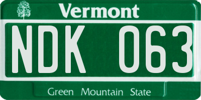 VT license plate NDK063