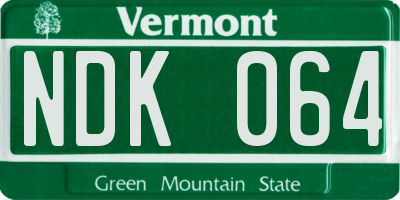VT license plate NDK064