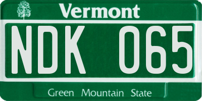 VT license plate NDK065