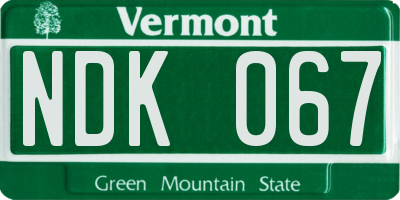 VT license plate NDK067