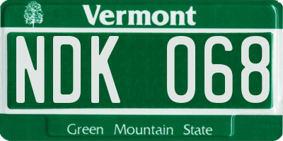 VT license plate NDK068