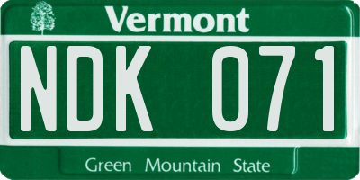 VT license plate NDK071