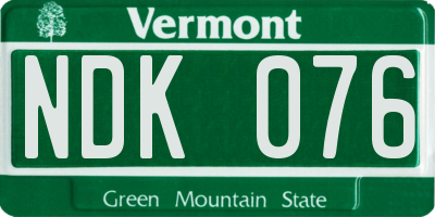 VT license plate NDK076