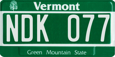 VT license plate NDK077