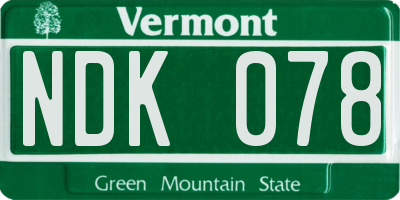 VT license plate NDK078