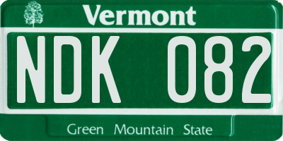 VT license plate NDK082
