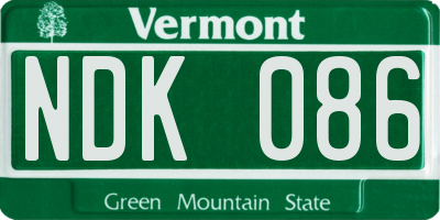 VT license plate NDK086