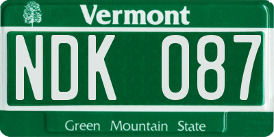VT license plate NDK087
