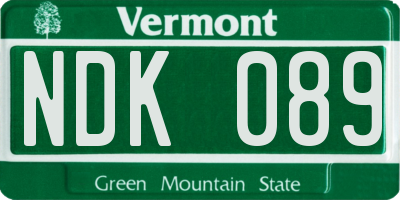 VT license plate NDK089