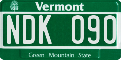 VT license plate NDK090
