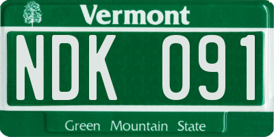 VT license plate NDK091